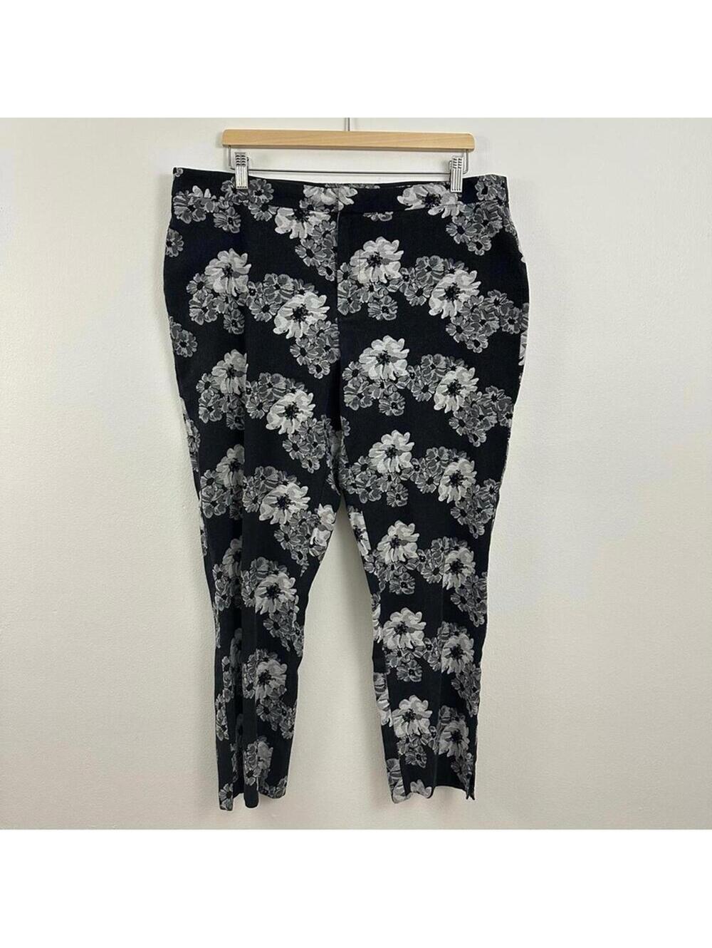 Coldwater Creek Women’s Floral Black Grey Pants Size 16